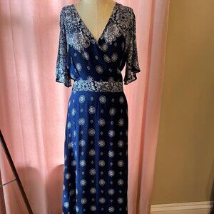 Lulus Maxi rayon floral wrap vacation beach dress ~Sz XL